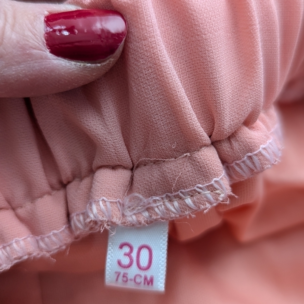 Women’s Peach Tiered Ruffle Lined Boho Pull-On Capri Wide Leg Pants Size 30 - Picture 6 of 6